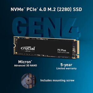 Cheap SSD storage Crucial P3 Plus 1TB M.2 PCIe Gen4 NVMe Internal SSD - Up to 5000MB/s - CT1000P3PSSD8